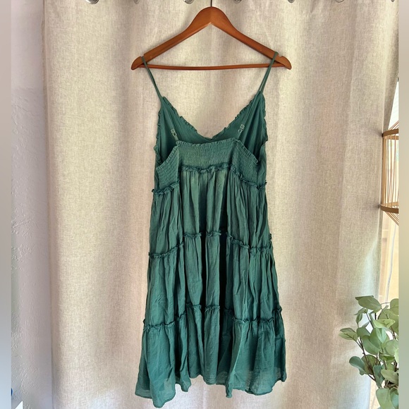 Green Summer Dress, Ruffle Sleeveless Dress - Picture 6 of 6